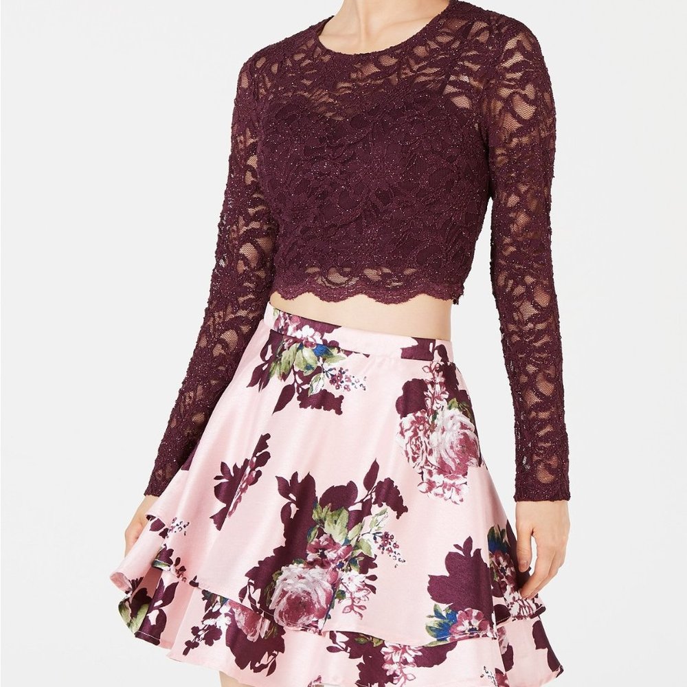 CityStudios Juniors' Lace Top and Skirt dress US 0